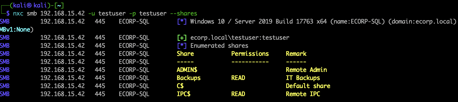 Low-privilege domain user with READ access to a Backups share