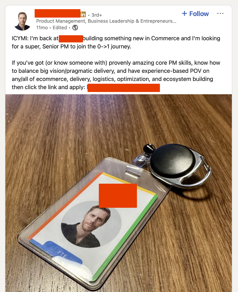 Example of badge visible in LinkedIn photo