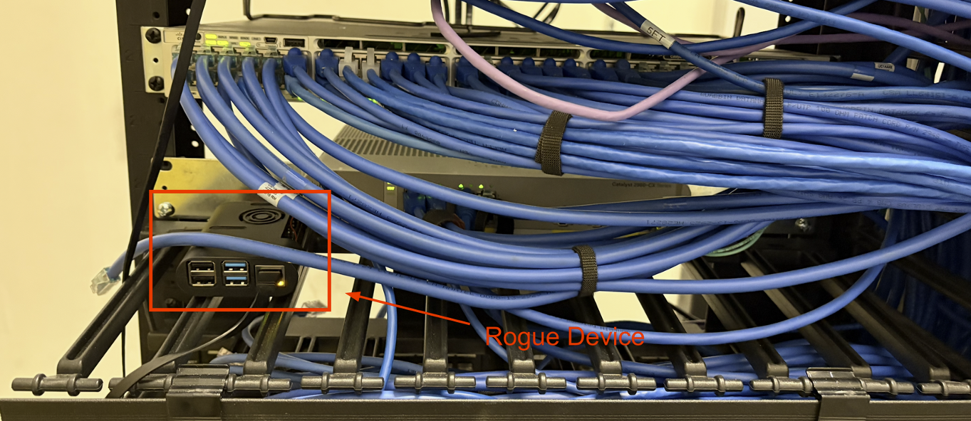Rogue device deployed in network closet