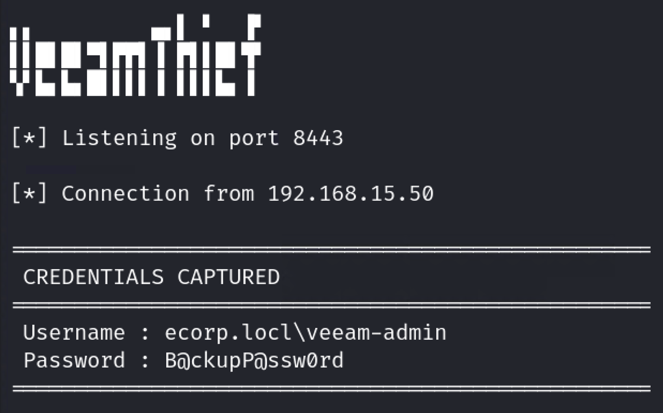 Plaintext capture of domain admin credentials